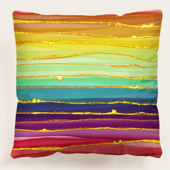 Other - Rainbow Stripe Pattern Pillow Case Cover Decorative Toss Pillow